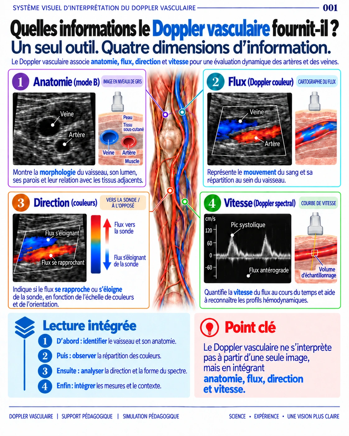 Page 1 : Quelles informations le Doppler apporte-t-il ?. Aperçu de présentation en français du support numérique de Doppler vasculaire.
